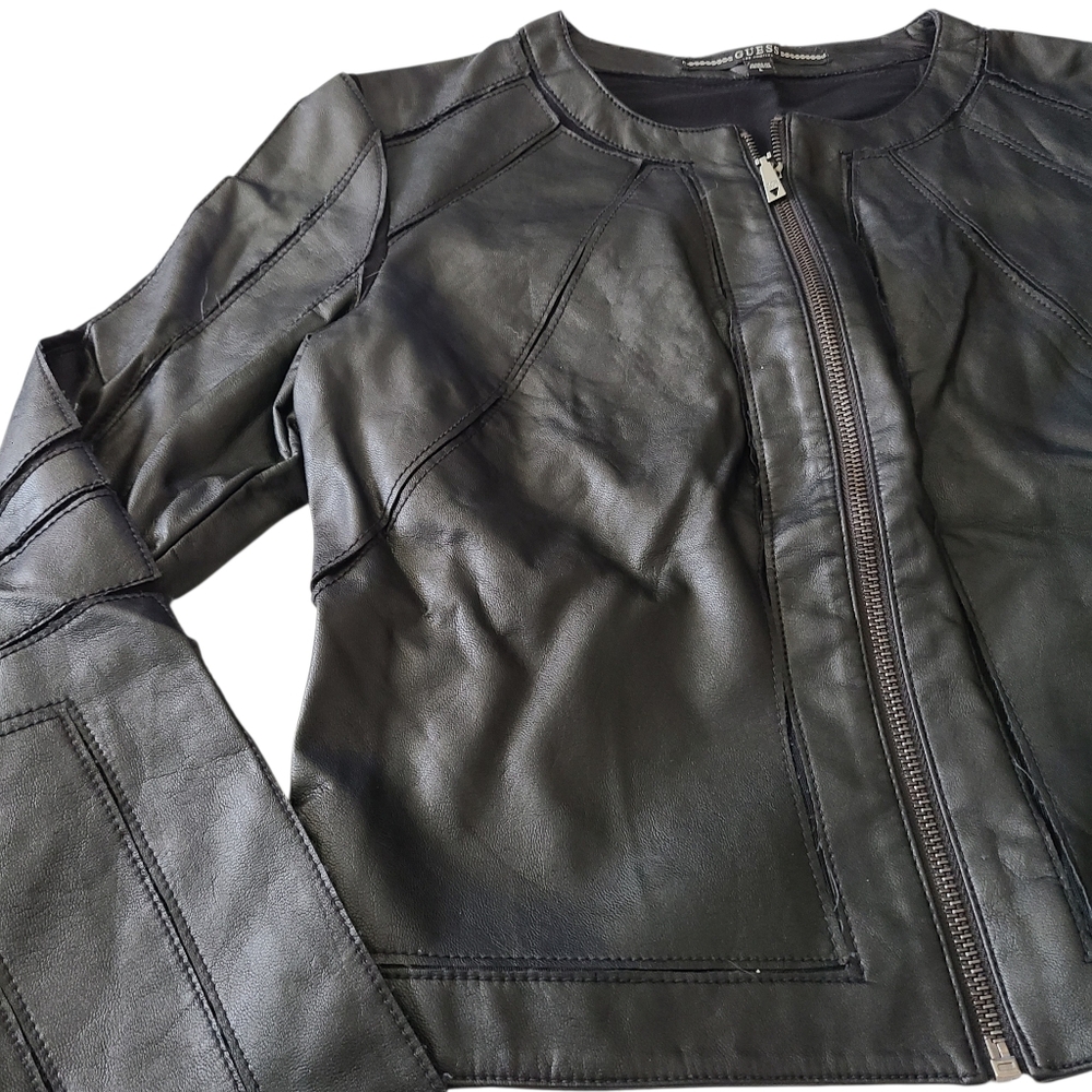 GUESS | FAUX LEATHER |MOTO JACKET | SIZE LARGE - Picture 9 of 11